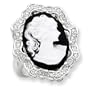 Sterling Silver CZ Cameo Ring - Size 7