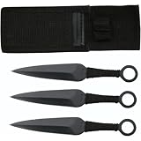 Set 3 Ninja Stealth Black Throwing Knives with nylon case