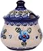 Polish Pottery Ceramika Boleslawiec,  0051/162, Sugar Bowl Iza, 1 Cup, Royal Blue Patterns with Blue Pansy Flower Motif