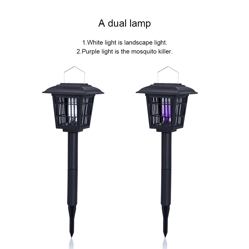 YIER SolarPowered Outdoor Insect Killer / Bug Zapper / Mosquito Killer Hang or Stick in the