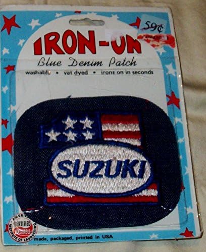 VINTAGE- SUZUKI #1 FLAG DENIM IRON ON PATCH.
