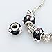 Long Way Women Silver Plated Snake Chain Black Maruno Glass Bead Flower Heart Charm Clasp Bracelet