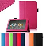 FINTIE (Magenta) Slim Fit Folio Stand Leather Case for Amazon Kindle Fire 7" Tablet -10 Color Options (does not fit Kindle Fire HD)