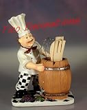 WAITER, FAT BISTRO CHEF W/UTENSIL HOLDER DECOR 2156
