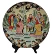Decorative Chinese hand painted porcelain plate with gold filigree - wise old men