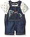 The Children's Place Baby Boys' Dinosaur Denim Shortall with Dino Tee Set