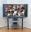 Walker Edison Bermuda 44-Inch Corner TV Stand, Clear/Black