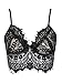 Persun Women Black Sheer Eyelash Lace Spaghetti Strap Crop Cami Top, Black03, Small