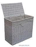 Produkt-Bild: DVier W&auml;schekorb W&auml;schetruhe m. 2 Sortierf&auml;chern wei&szlig; Vollweide 67x33 h.58