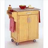 Home Styles Furniture Natural Wood Cart with Salt and Pepper Granite Top