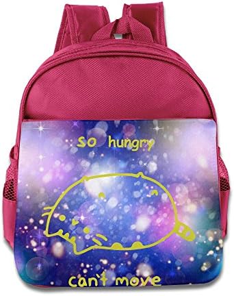So Hungry Can't Move Cat Children Backpack Adjustable Wide Belt Pink