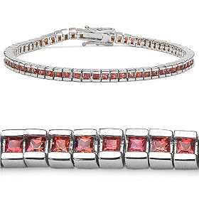 4.15 Carat Genuine Orange Sapphire Silver Bracelet by