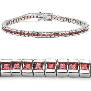 4.15 Carat Genuine Orange Sapphire Silver Bracelet by JewelzDirect