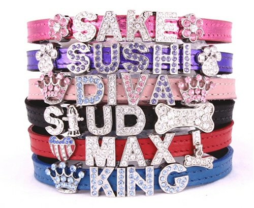 Designer Hot Metallic Blue Leather Dog Collar - XXS