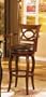 Dark Brown Finish Wood Swivel Bar Stool With Arms And Bycast Leather Seat