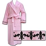The Cat's Pajamas Cotton Velour Robe with Fleur de Lis Ribbon Trim