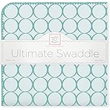 SwaddleDesigns Ultimate Receiving Blanket, Jewel Tone Mod Circles, Turquoise