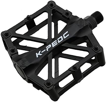 Virgiler®1 Pair of Pro Aluminum Alloy Bike Pedals Light Stable Robust Fashionable Safe Flat Platform for Road Mountain Bike Cycling Race Bicycle MTB BMX Dh (Black)