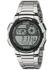 Watch: Casio Mens AE1000WD-1AVCF World Time Silver-Tone Bracelet and Digital Sport Watch - Casio