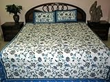 3pc Floral Print Cornflower Blue King Cotton Bedding Set 89 X 102 Free Ship ....