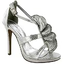 H3 Ladies Silver Strappy High Heel Shoes Sizes 3-8