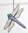 Purple Dragonfly Stained Glass Suncatcher with Shepherds Hook