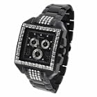 Geneva Platinum Mens Square Bezel Link Watch