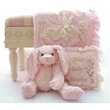 Sleepy Bunny New Baby Girl Nursery Gift Set - Great Shower or Christmas Holiday Gift Idea for Newborns