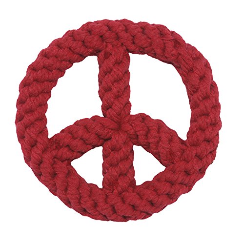 Jax and Bones Peace Sign Red Good Karma Rope Dog Toy, 7"