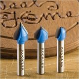 Rockler 3-Pc Signmaking Router Bit Set, 1/4'' Shanks