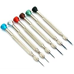 6 Slotted Watch Screwdrivers Reversible Blades Tools