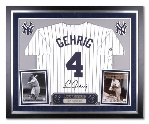 Lou Gehrig New York Yankees Deluxe Framed Majestic Cooperstown Jersey