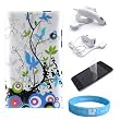 Apple iPod Touch 2nd and 3rd generation Blue White Flower Protector Case + Clear Screen Protector + itouch 2g 3g Car Charger + Wall Charger + Wristband