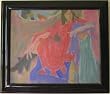 Figure in Red, Original Oil Painting on Canvas By Carmel Art Association Artist Victor Di Gesu - Framed Artwork