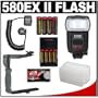 Canon 580EX II Speedlite Flash + 8 Batteries & Charger + Sto-Fen Omni-Bounce Diffuser + Precision Design E-TTL Flash Cord + Stroboframe 350 Flash Bracket for Canon EOS Rebel XT, XTi, XS, XSi, T1i, 50D, 40D, 5D SLR Digital Cameras