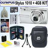 Olympus Stylus 1010 10MP Digital Camera (Silver) + 4GB Deluxe Accessory Kit