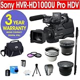 Sony HVR-HD1000U Professional Digital HDV Camcorder + 3.5X Telephoto Zoom Lens + .40X Fisheye Lens + .16X Super Fisheye Lens + Premier Video Light + 3 Piece Multi-Coated Glass Filter Kit + Extra High Capacity Li-Ion Battery + Deluxe Padded Camcorder Bag + 72 Titanium Anodized Monopod + 3 Year Warranty Repair Contract
