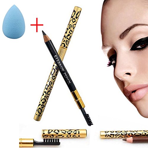 Sandistore 1 Set/5 PCS Leopard Makeup Pencil Eyeliner Pen Beauty Eye Shadow Eyebrow