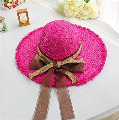 Royal red staining series of Japanese art Fan raffia beach hat large brimmed sun hat female bow