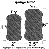 Konjac Exfoliating Sponge with Bamboo Charcoal - 2 Pack - 100% Natural Charcoal Body Sponge for Improving Skin's Look and Feel - Full Body Charcoal Sponge with Attached String for Hanging to Dry (2)