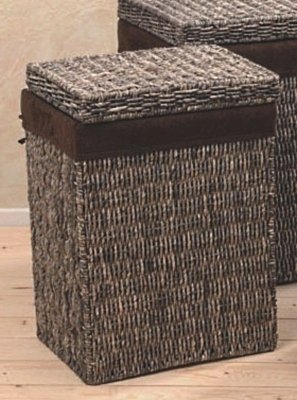 LANDHAUS WÄSCHEKORB SEEGRAS BRAUN KORB MIT WÄSCHESACK H 60 CM