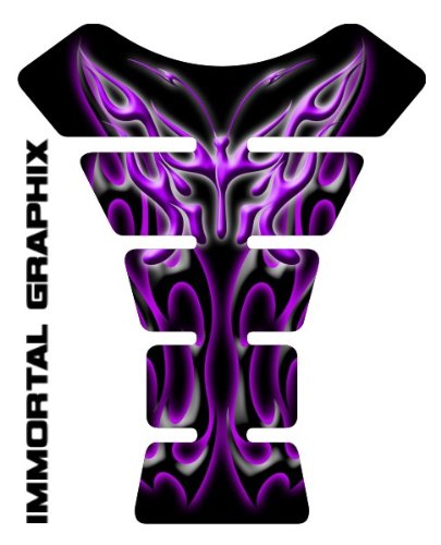 Black Purple Flaming Butterfly Motorcycle Gas Tank Pad Protector Guard Sticker Decal