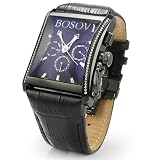 Bosovi Mens Designer Watch with Swiss Movement and 64 Diamonds - Black Ion Pl.