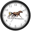 Harness Horse or Sulky Horse or Standardbred & Sulky (Buggy) with Driver Racing Wall Clock by WatchBuddy Timepieces (Black Frame)