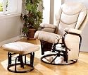 Bone Leatherette Rocker/Glider Recliner w/Ottoman