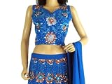 Blue Bollywood Lehenga Choli Evening Fashion Dress M
