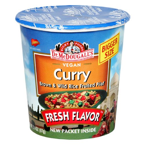 Dr. McDougall's Right Foods Vegan Curry with Brown & Wild Rice Pilaf, 3.4-Ounce Cups (Pack of 6)