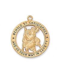 Gold over Sterling Silver Saint Christopher go your way in safety 24 inch chain