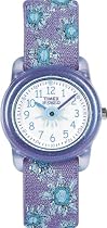 Timex Kids T733814E Purple Suns Metallic Fabric Strap Time Teacher Watch