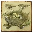 Metal Wall Plaque with 6 Gilt Bird Magnets